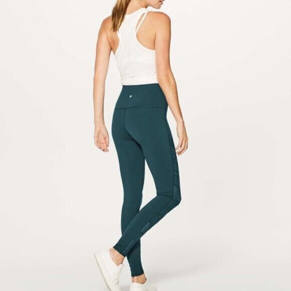 LULULEMON Wunder Under Pant (Hi-Rise) (Tech Mesh 31 ) Submarine size 4 in EUC - Picture 4 of 10